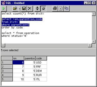 SQL editor window