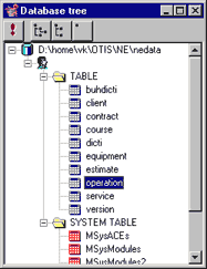 Database tree window